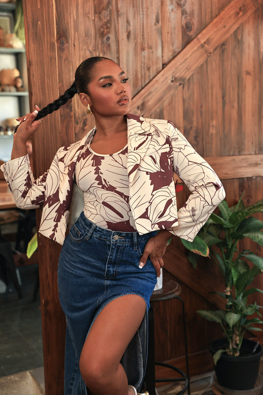 Kana Bodysuit | Island Vintage Cream/Maroon