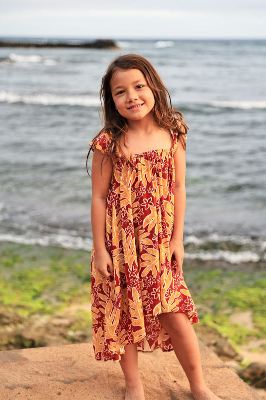 Keiki Makamae Dress | Pua Lauaʻe Red/Yellow