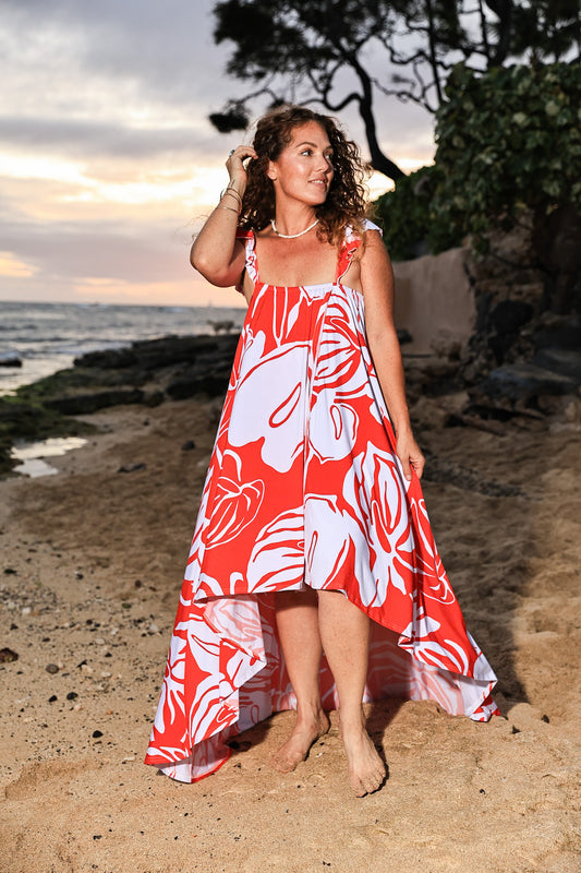 Makamae Dress | Anthurium Red/White