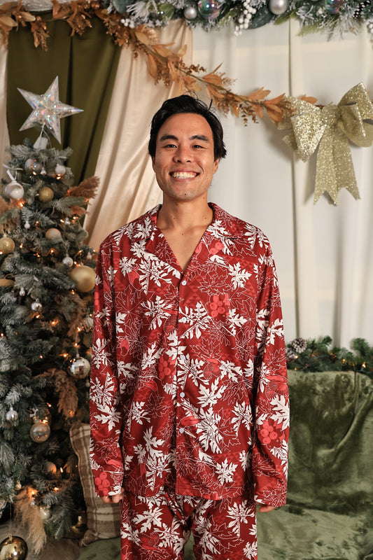 Mens Pajama Set | Myna Bird Red/White