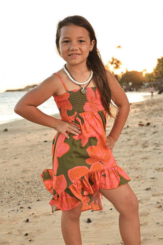 Keiki Haloa Hi-Lo Dress | Pua Melia Guava