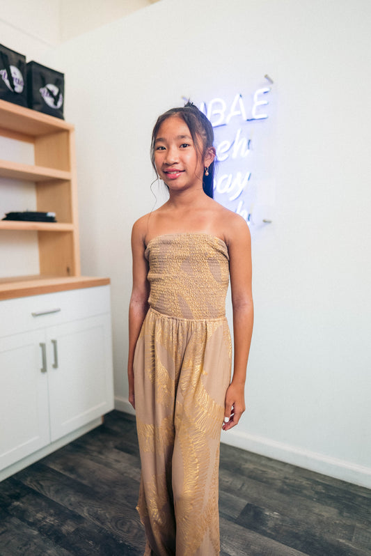 Keiki Kamaile Jumper | Ginger Lei Tan/Metallic Gold