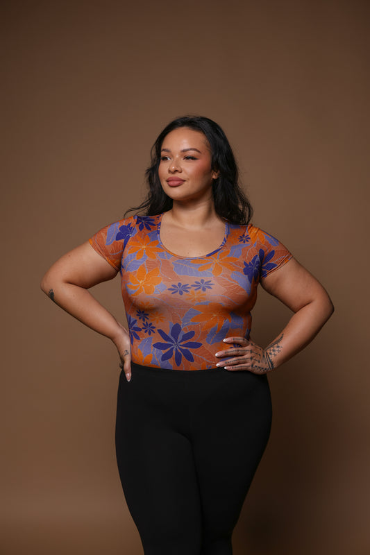 Kana Bodysuit | Kula Gardenia Orange/Blue