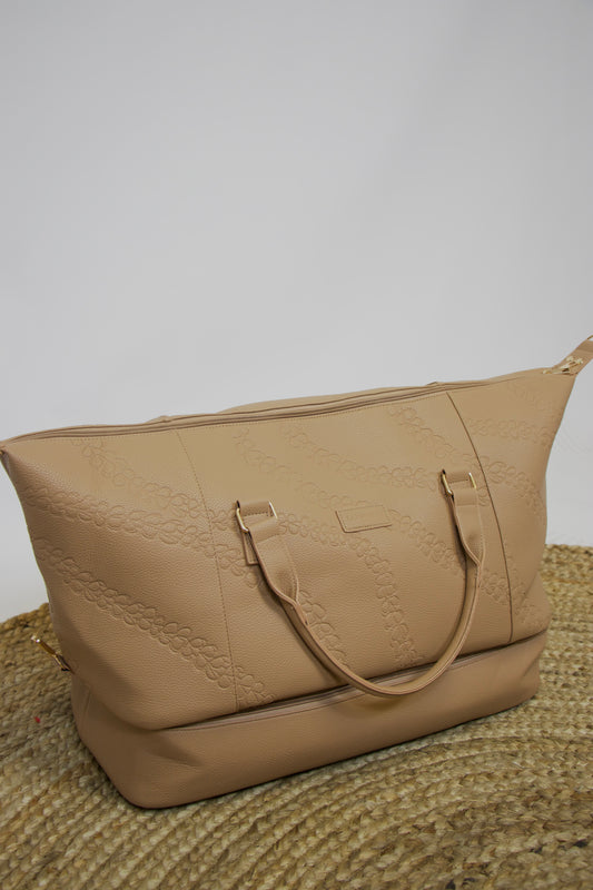 Weekender Tote Bag | Puakenikeni Embossed Beige