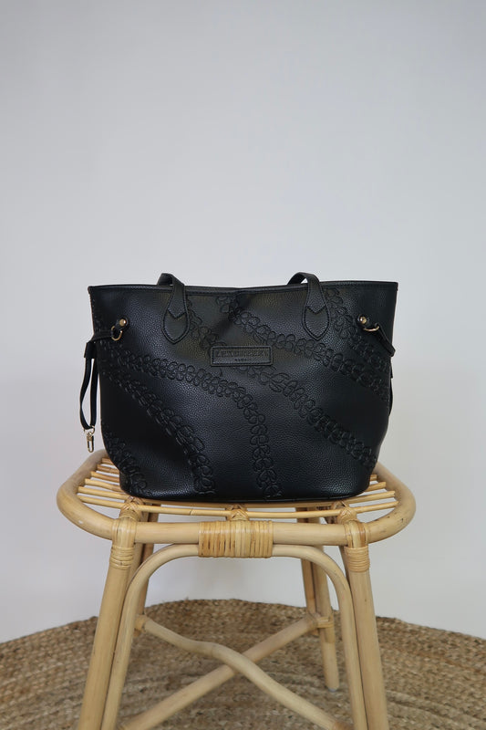 'Eke Tote | Puakenikeni Embossed Black