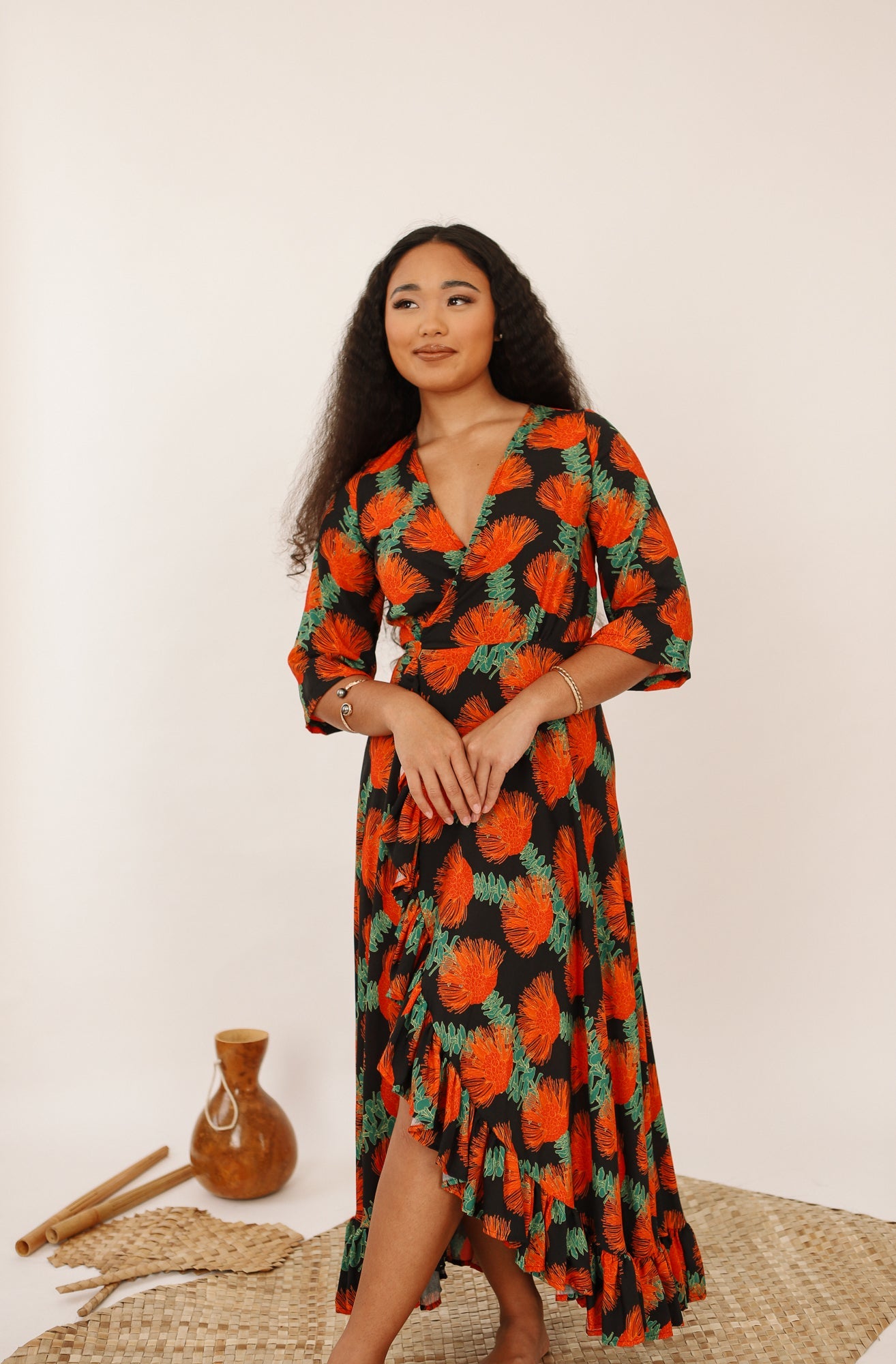 Wrap Dress in 'Ōhi'a Lehua | Women's Dresses | Lexbreezy