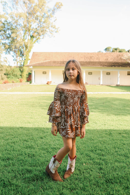 Keiki Keani Off-Shoulder Dress | Naupaka Cocoa