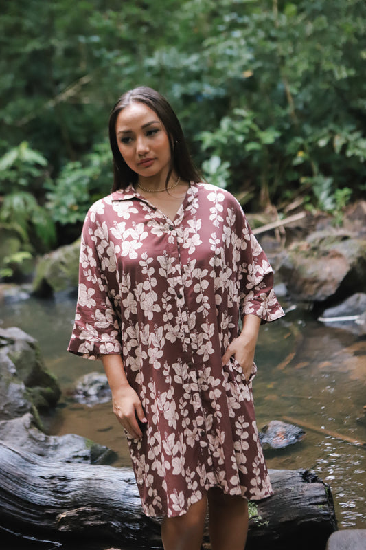 Aloha Button Down Dress | Pōhinahina Plum