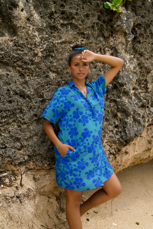 Rhea Dress | Island Retro Blue