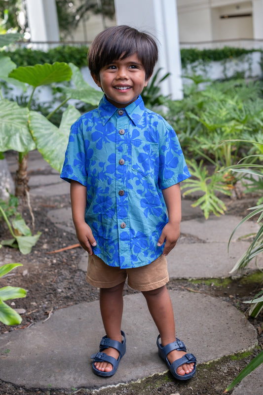 Keiki Maverick Button Up | Island Retro Blue