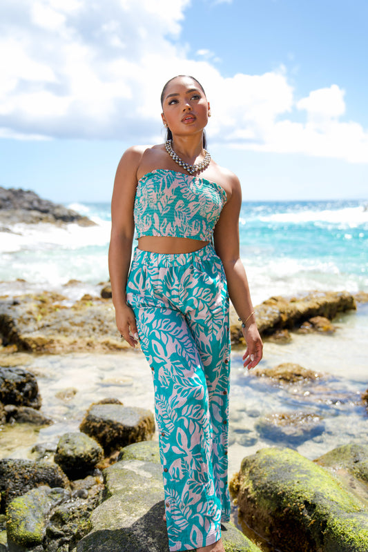 Anu Button Pants | Laua'e Fern Aqua