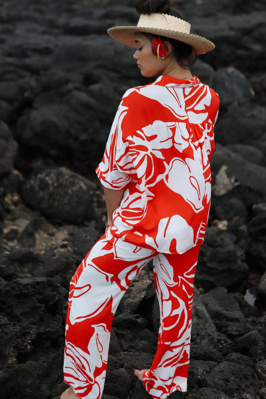 Hele Palazzo Pants | Anthurium Red/White (KALA MAI)