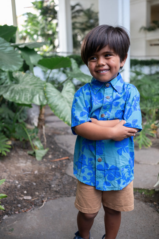 Keiki Maverick Button Up | Island Retro Blue