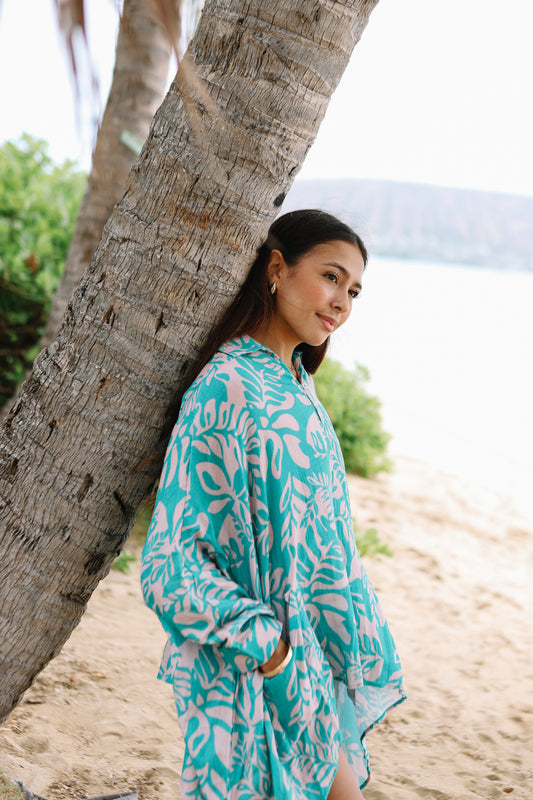 Ahe Kolo Blouse | Laua'e Fern Aqua