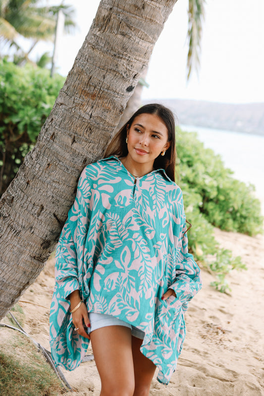 Ahe Kolo Blouse | Laua'e Fern Aqua