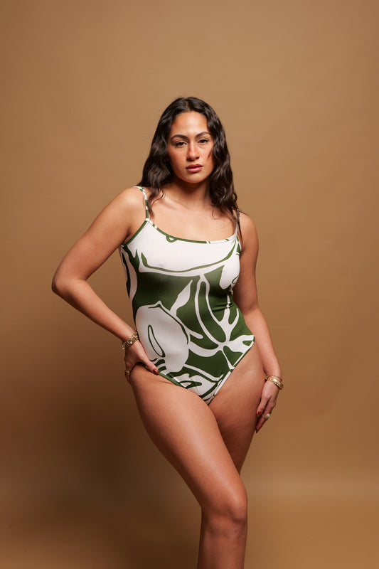 Taytum Bodysuit | Anthurium Green/White