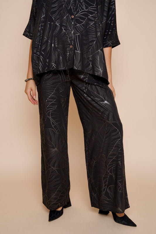 Hele Palazzo Pants | Kalo Black/Metallic Silver