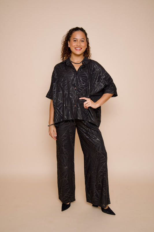 Hele Palazzo Pants | Kalo Black/Metallic Silver