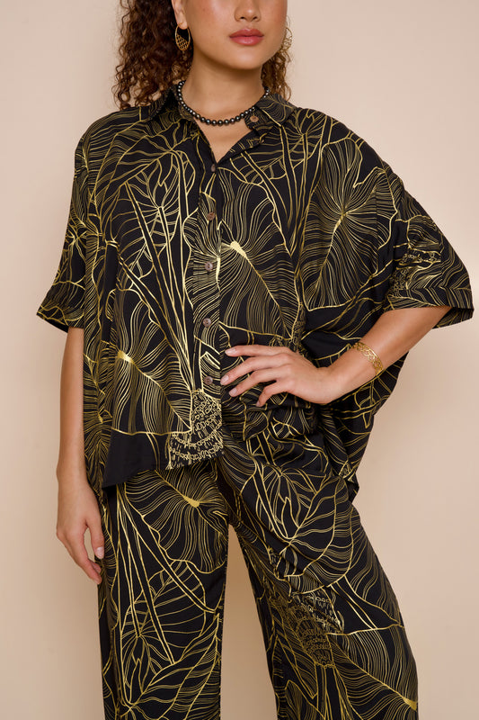 Kaia Blouse | Kalo Black/Metallic Gold