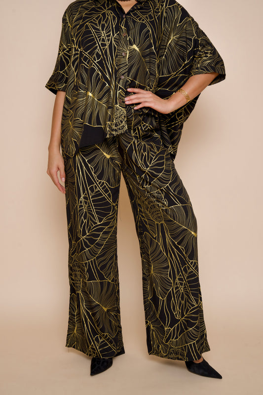 Hele Palazzo Pants | Kalo Black/Metallic Gold