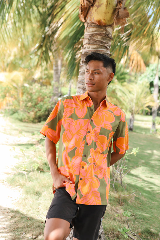 Men's Aloha Shirt |  Pua Melia Guava