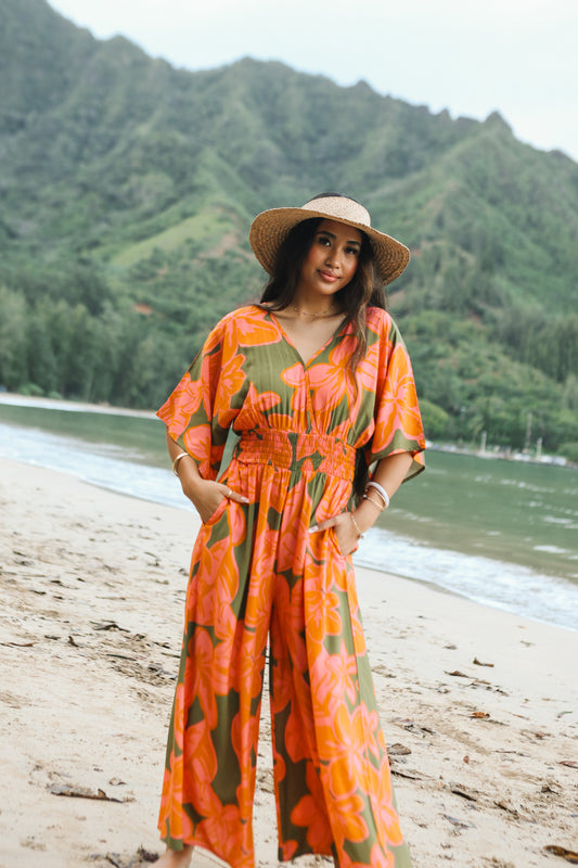 Vacay Long Jumpsuit | Pua Melia Guava