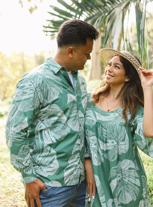 Men’s Long Sleeve Shirt Mandala Monstera