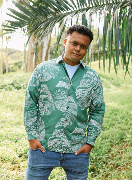 Men’s Long Sleeve Shirt Mandala Monstera